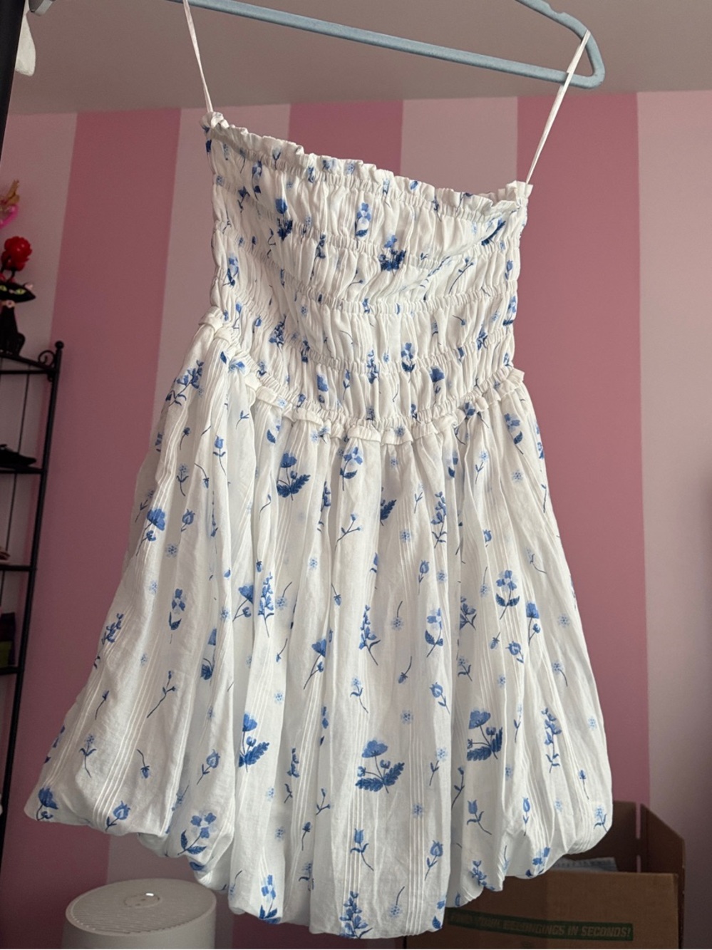 Jessica Simpson White Bubble Dress with Blue Floral Print
